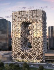 Монолитная структура, обвитая паутиной экзоскелета: «Zaha Hadid Architects» обнародовали проект дизайна отеля в Макао.